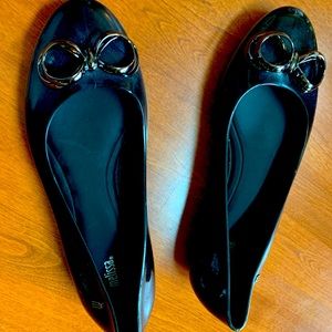 Melissa Black Jelly Round Toe Ballet Flats